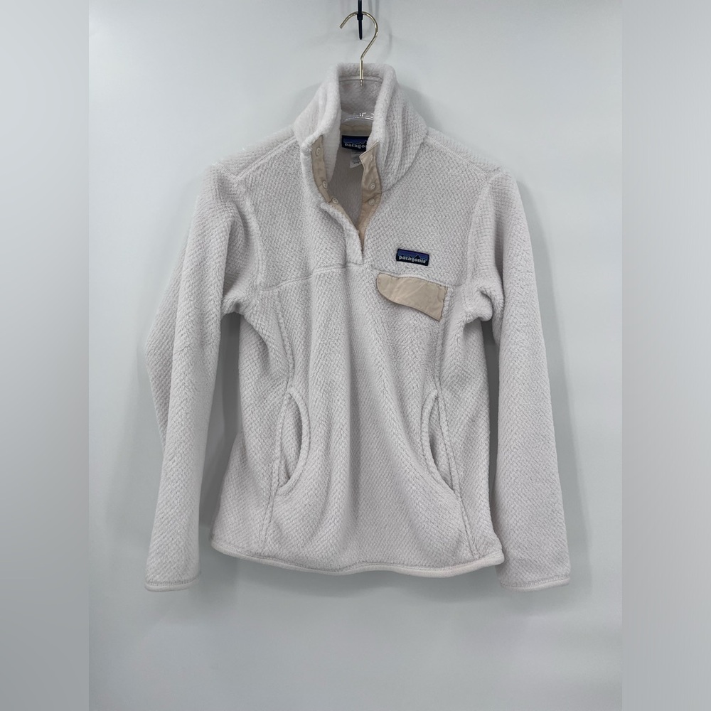 Patagonia Women's Re-Tool Snap-T® Pullover White S Fleece Teddy Sherpa Granola‎
